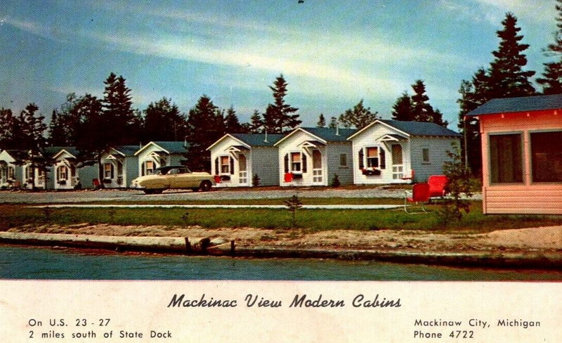 Mackinac Lakefront Cabins (Mackinac Motor Lodge Resort) - Vintage Postcard (newer photo)